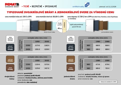 cenník krídlové garážové brány