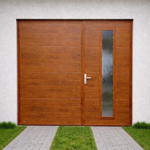 krídlová garážová brána zlatý dub so svetlíkom Častkovce